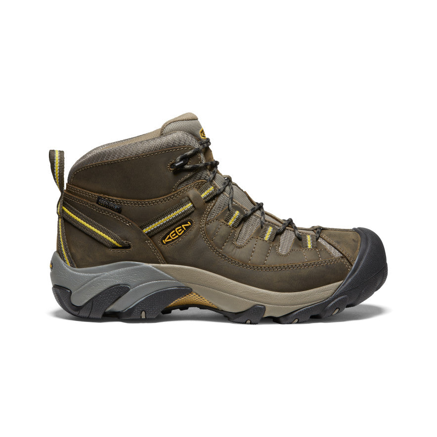 Men's Targhee II Mid Waterproof Hiking Boots Black Olive/Yellow - Keen