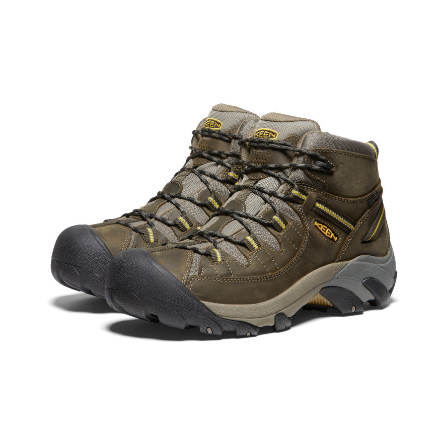 Men's Targhee II Mid Waterproof Hiking Boots Black Olive/Yellow - Keen