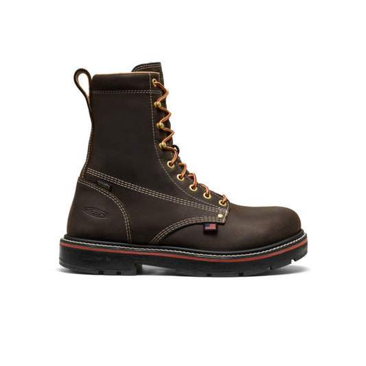 Men's Liberty 8" Waterproof 90° Heel Boot (Carbon Toe) Coffee Bean/Black - Keen