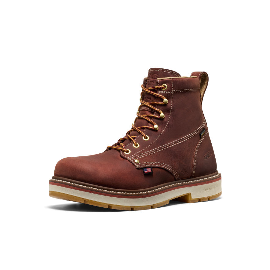 Men's Liberty 6" Waterproof 90° Heel Boot (Carbon Toe) Bombay Brown/Gum - Keen