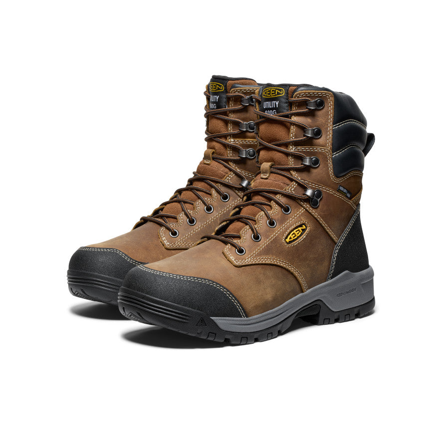 Men's Evanston 8" Insulated Waterproof Boot (Soft Toe) Bison/Black - Keen