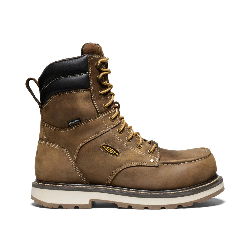 Men's Cincinnati 8" Waterproof 90° Heel Boot (Carbon Toe) Belgian/Sandshell - Keen