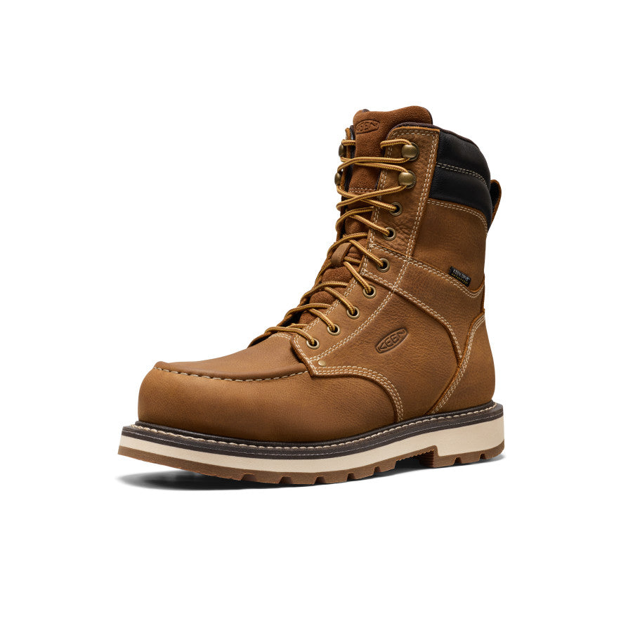 Men's Cincinnati 8" Waterproof 90° Heel Boot (Carbon Toe) Belgian/Sandshell - Keen