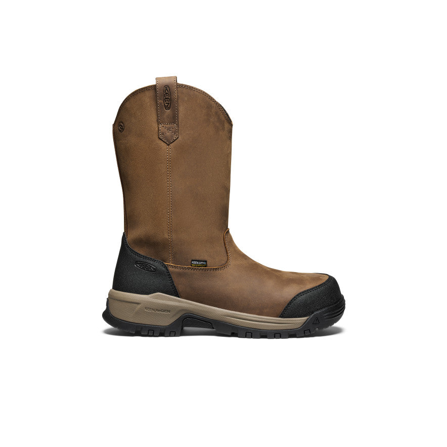 Men's Evanston Pull-On Waterproof Boot (Carbon Toe) Bison/Black - Keen