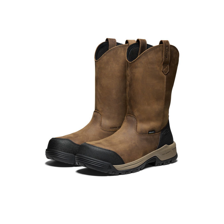 Men's Evanston Pull-On Waterproof Boot (Carbon Toe) Bison/Black - Keen