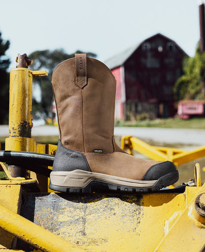 Men's Evanston Pull-On Waterproof Boot (Carbon Toe) Bison/Black - Keen
