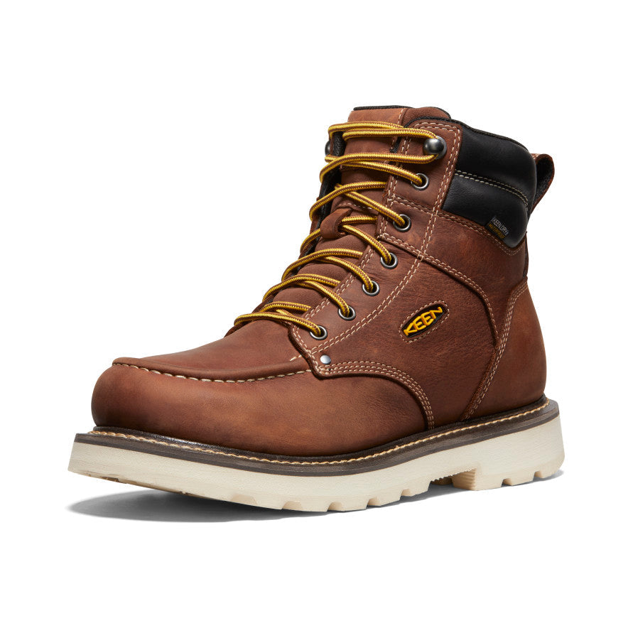 Men's Cincinnati 6" Waterproof 90° Heel Boot (Soft Toe) Tuscan Red/Sandshell - Keen