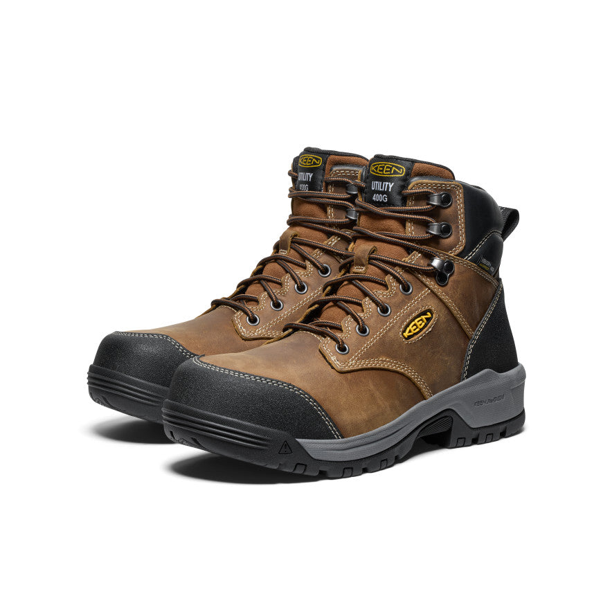 Men's Evanston 6" Insulated Waterproof Boot (Carbon Toe) Bison/Black - Keen