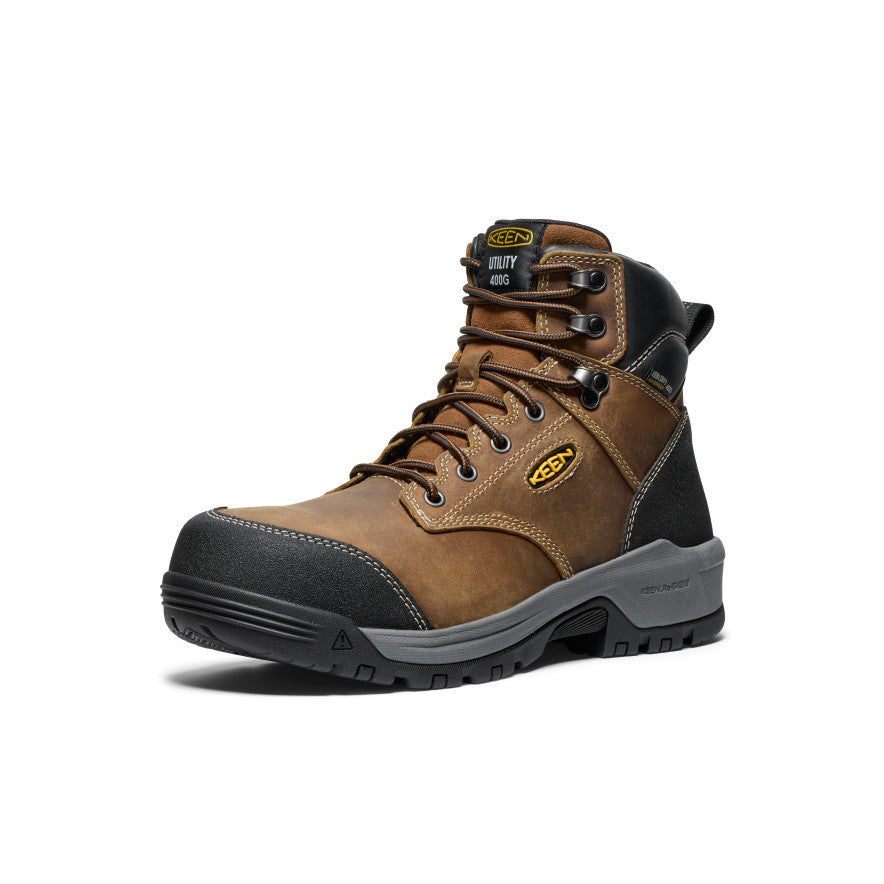 Men's Evanston 6" Insulated Waterproof Boot (Carbon Toe) Bison/Black - Keen