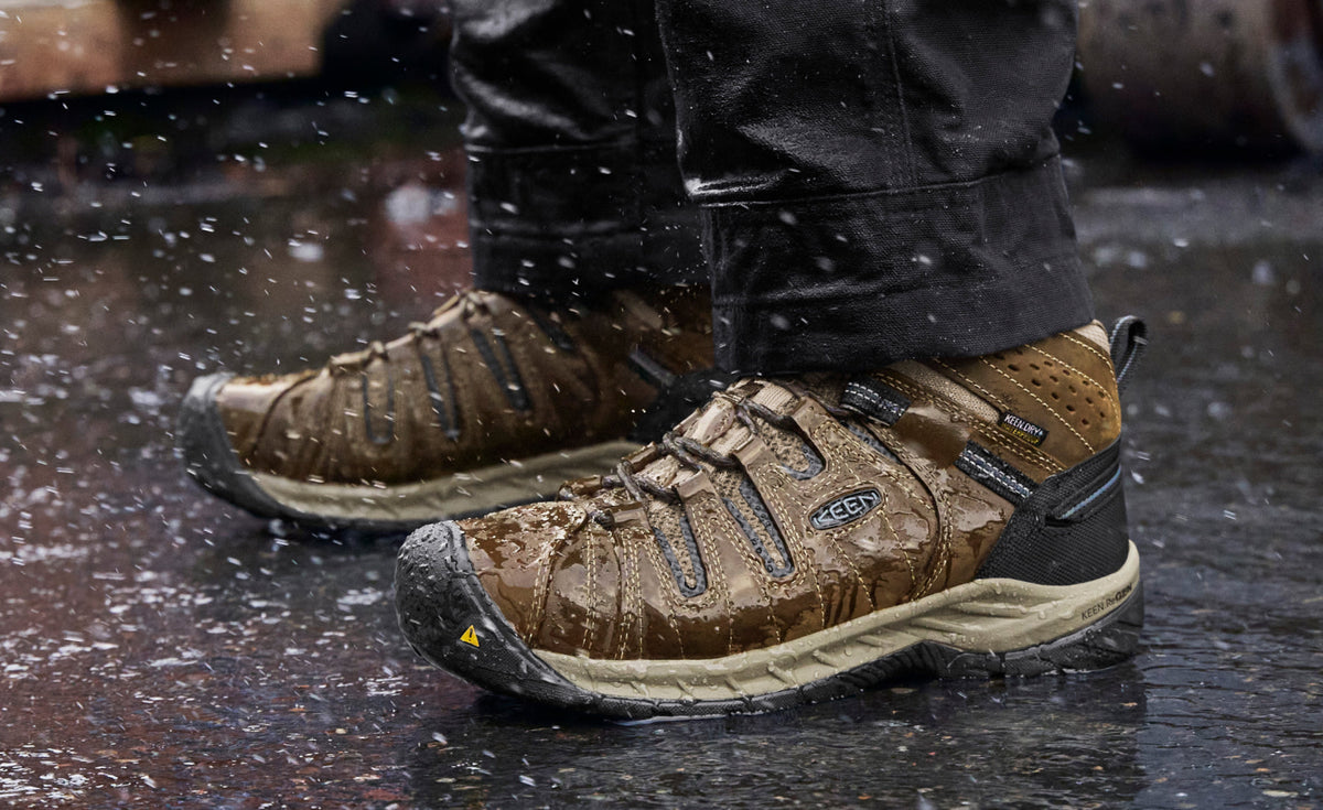 Men's Flint II Waterproof Boot (Steel Toe) Cascade Brown/Orion Blue - Keen