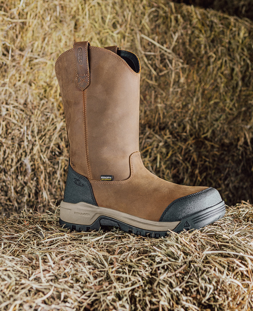 Men's Evanston Pull-On Waterproof Boot (Soft Toe) Bison/Black - Keen