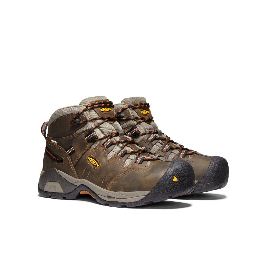 Men's Detroit XT Waterproof Boot (Soft Toe) Black Olive/Leather Brown - Keen