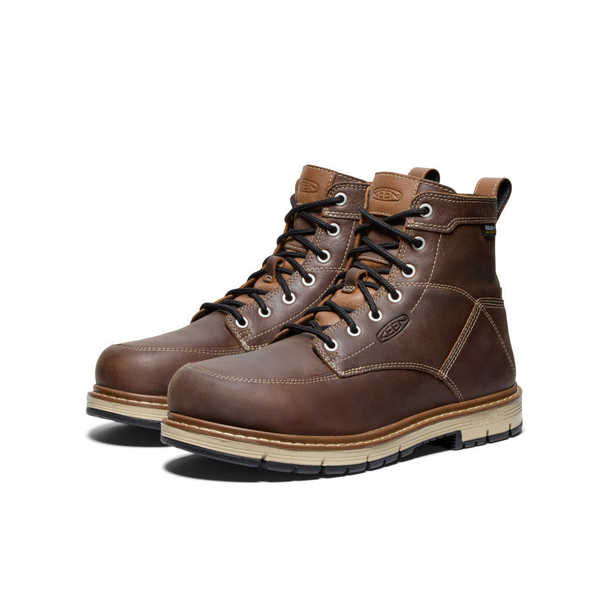 Men's San Jose 6" Waterproof 90° Heel Boot (Aluminum Toe) Bison/Black - Keen