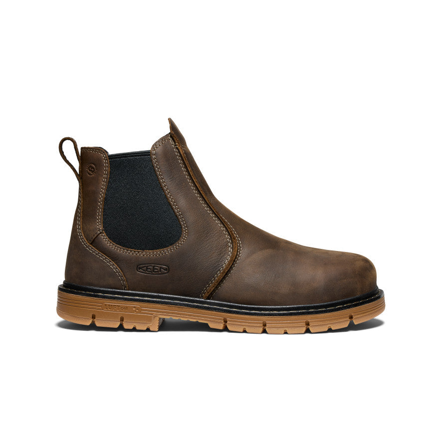 Men's San Jose Chelsea 90° Heel Boot (Aluminum Toe) Cascade Brown/Gum - Keen