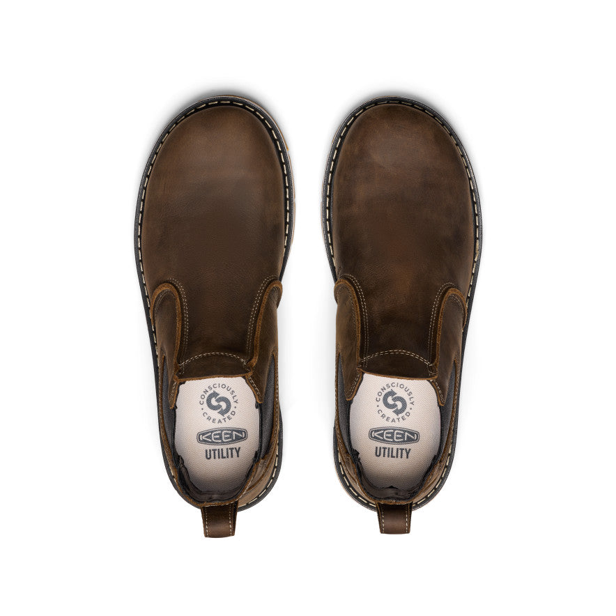 Men's San Jose Chelsea 90° Heel Boot (Aluminum Toe) Cascade Brown/Gum - Keen