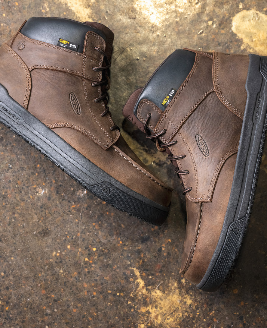 Men's Gibson ESD Boot (Carbon Toe) Cascade Brown/Black - Keen