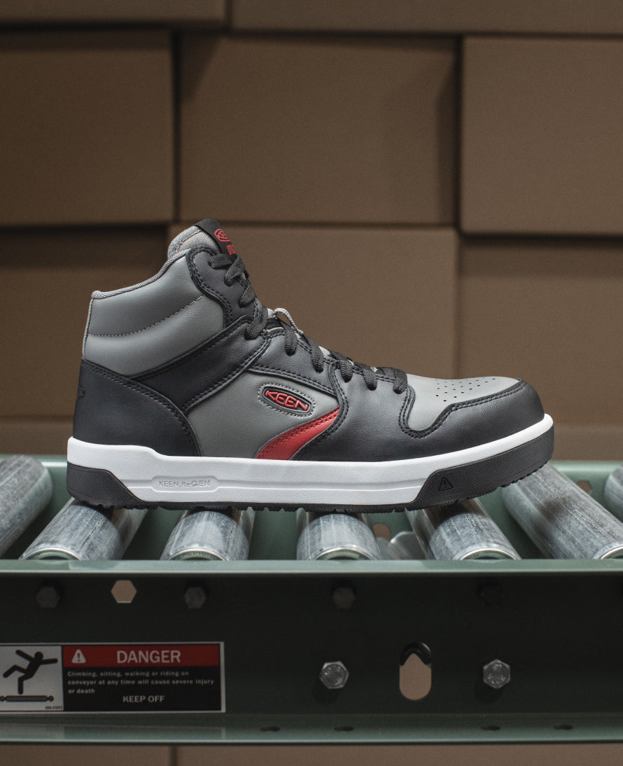 Men's Overton Mid Work Shoe (Carbon Toe) Steel Grey/Black - Keen
