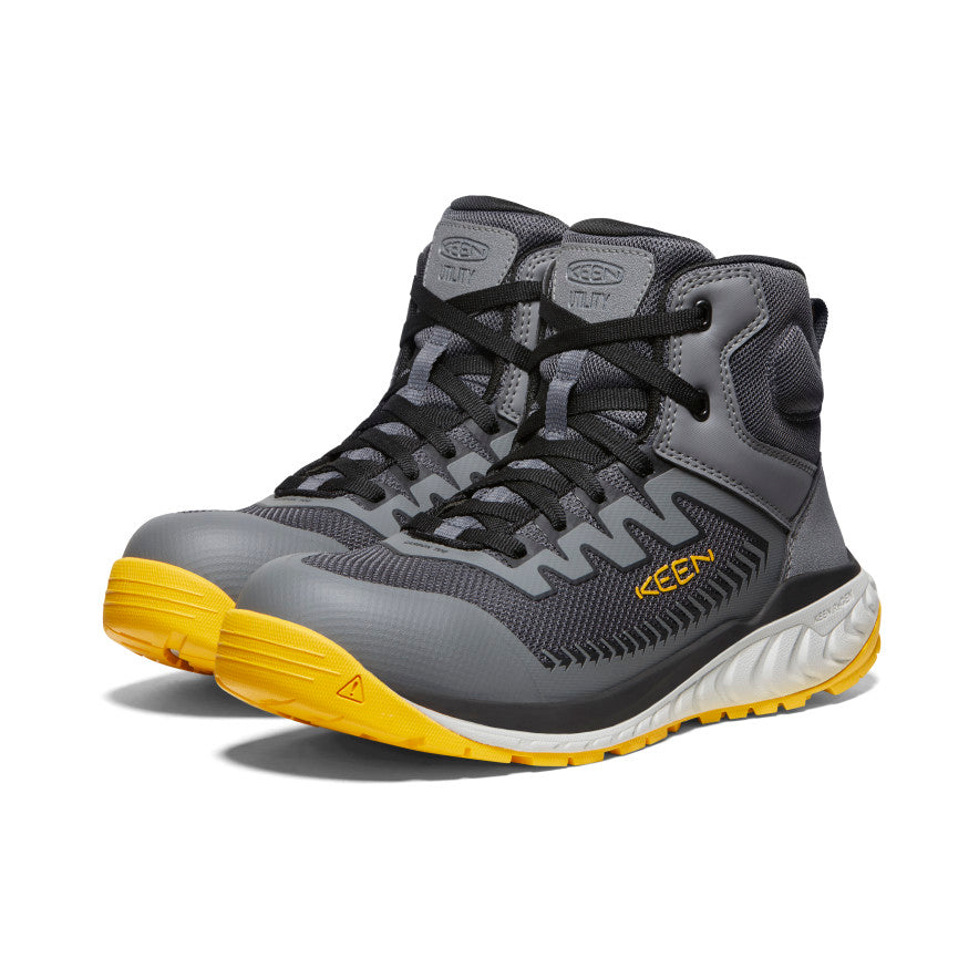 Men's Arvada Mid Work Sneaker (Carbon Toe) Black/Keen Yellow - Keen