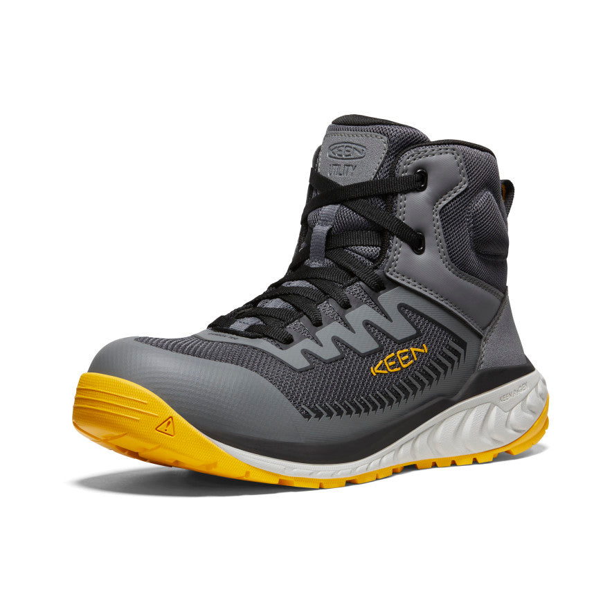 Men's Arvada Mid Work Sneaker (Carbon Toe) Black/Keen Yellow - Keen
