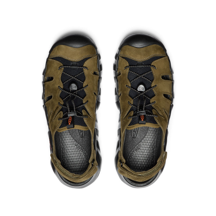 Men's Hyperport Fisherman Leather Sandal Dark Olive/Black - Keen