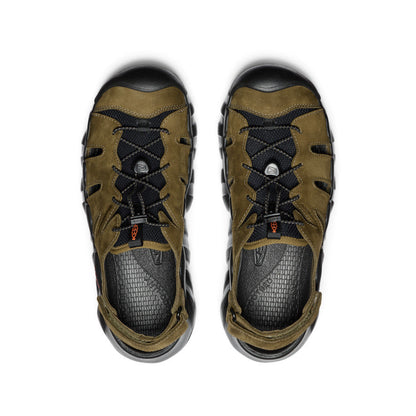 Men's Hyperport Fisherman Leather Sandal Dark Olive/Black - Keen