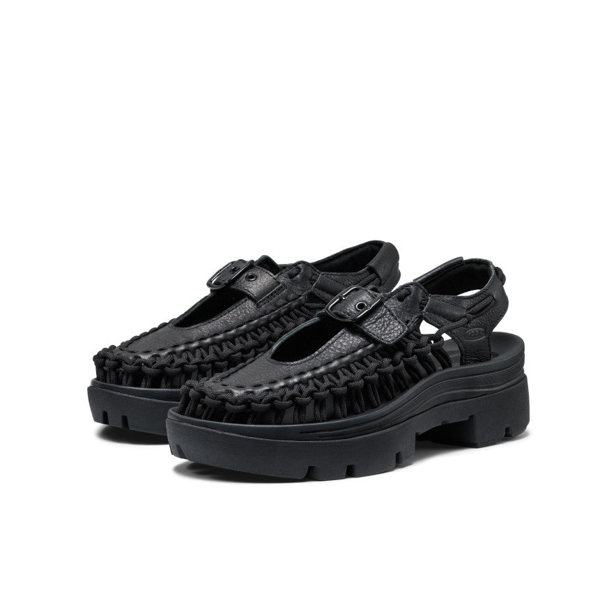 All Gender UNEEK PLT Mary Jane Sneaker Black Smooth Lea - Keen