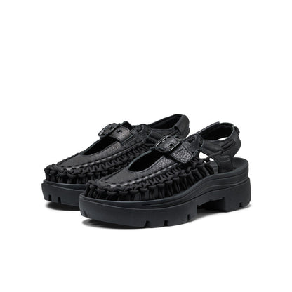 All Gender UNEEK PLT Mary Jane Sneaker Black Smooth Lea - Keen