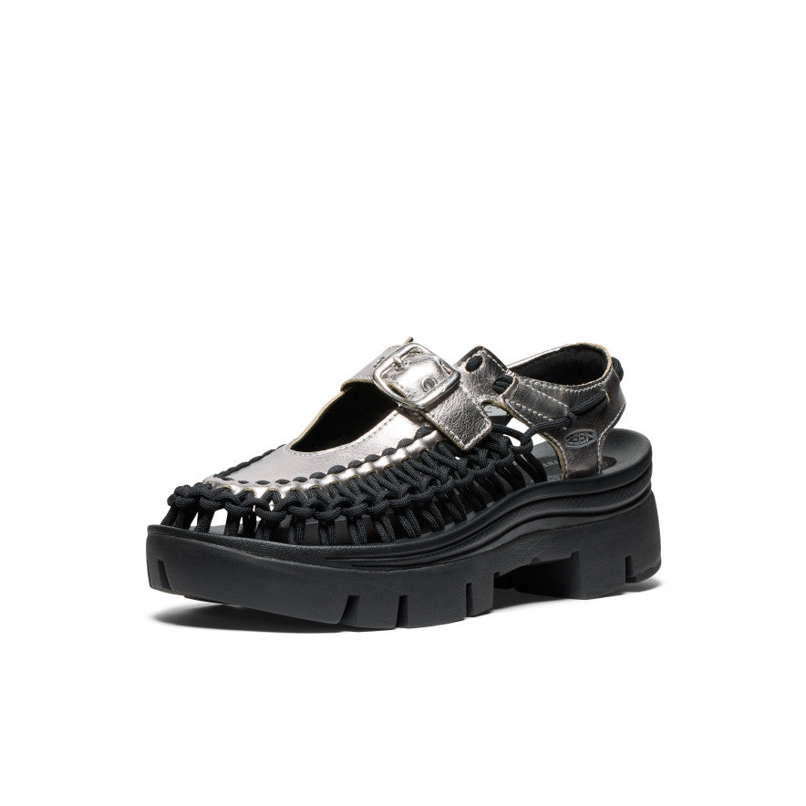 All Gender UNEEK PLT Mary Jane Sneaker Silver/Black - Keen