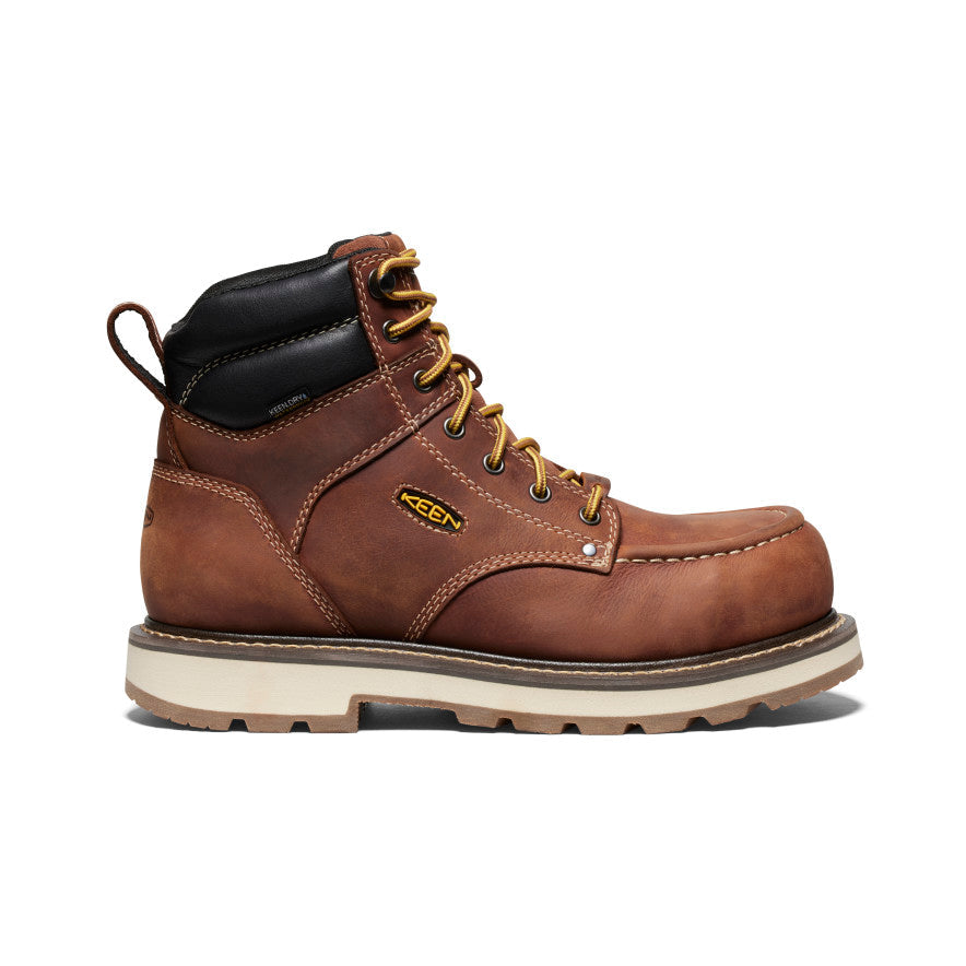 Men's Cincinnati 6" Waterproof 90° Heel Boot (Carbon Toe) Tuscan Red/Sandshell - Keen