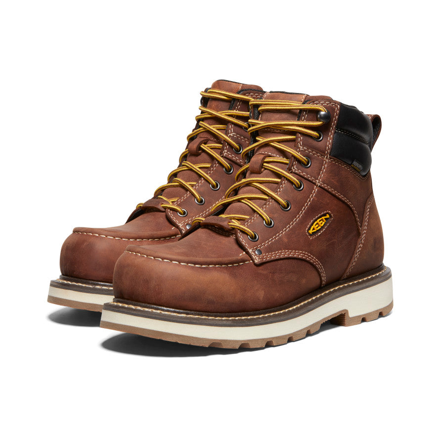 Men's Cincinnati 6" Waterproof 90° Heel Boot (Carbon Toe) Tuscan Red/Sandshell - Keen