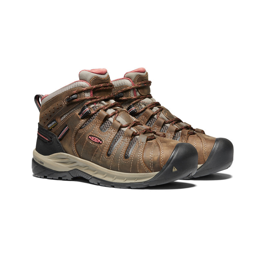Women's Flint II Waterproof Boot (Soft Toe) Cascade Brown/Brick Dust - Keen