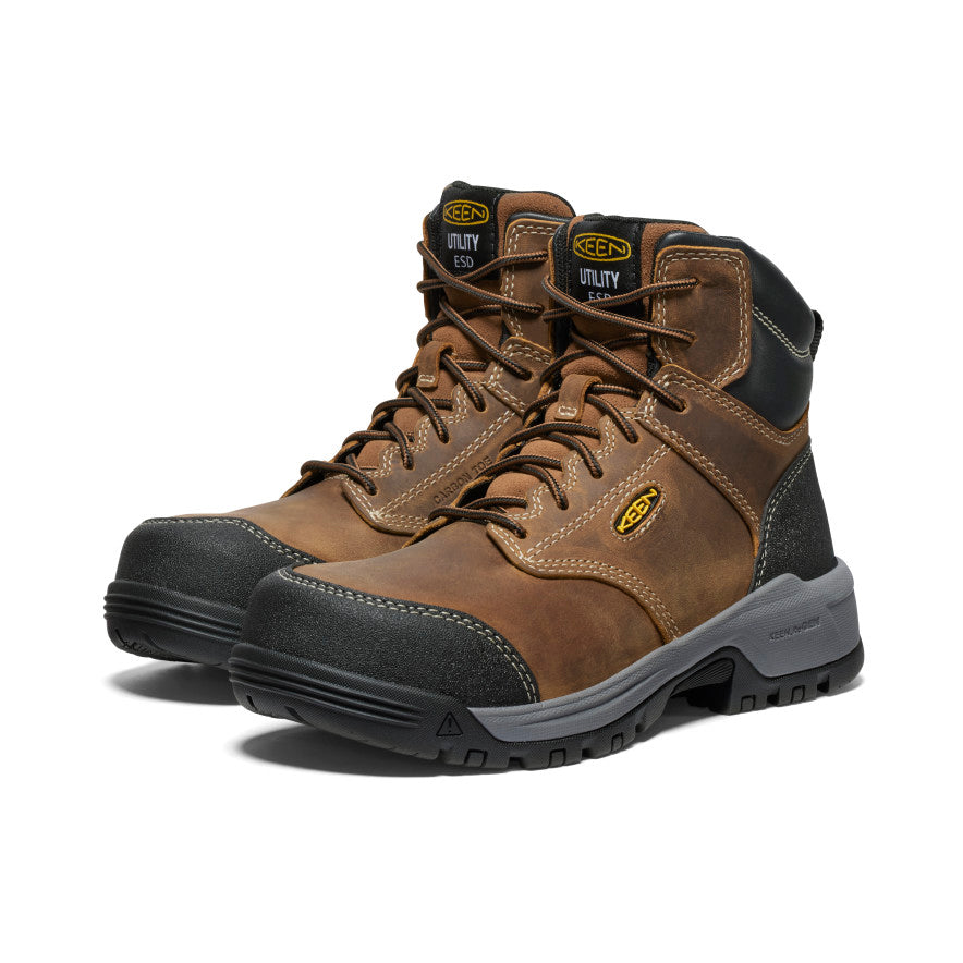 Women's Evanston 6" ESD Boot (Carbon Toe) Bison/Black - Keen