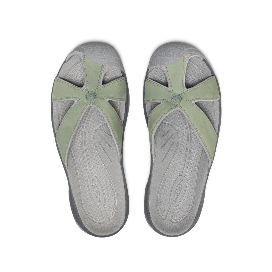 Women's Bali Leather Slide Sandal Lily Pad/Steel Grey - Keen