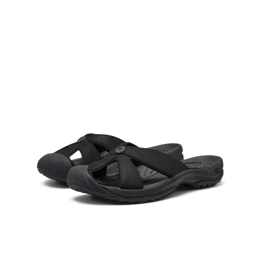 Women's Bali Leather Slide Sandal Black/Black - Keen