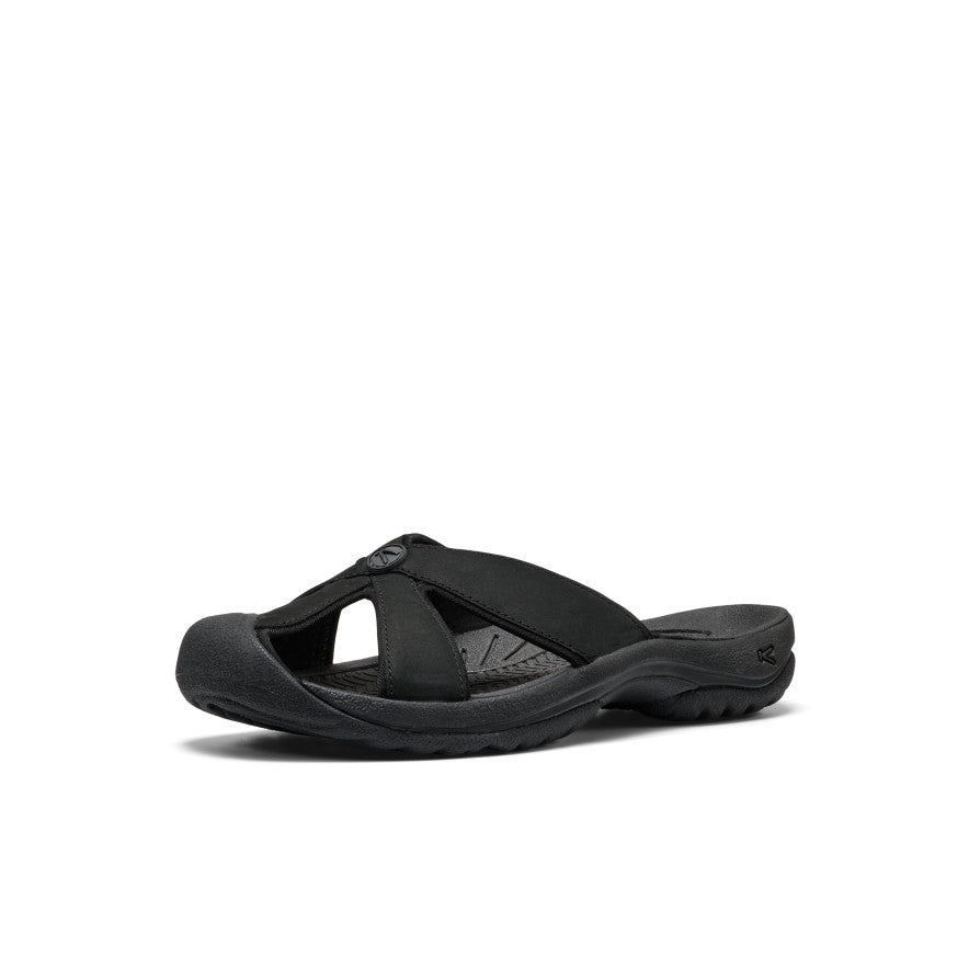 Women's Bali Leather Slide Sandal Black/Black - Keen