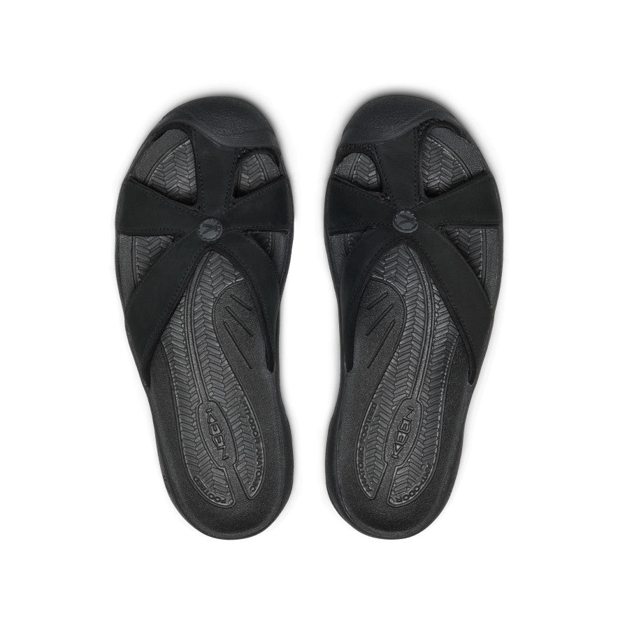 Women's Bali Leather Slide Sandal Black/Black - Keen